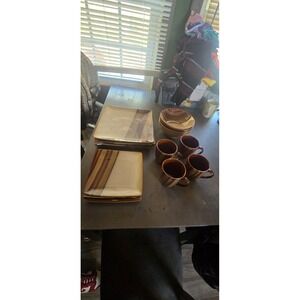 Discontinued Sango Avanti Brown 16 Piece Stoneware Set Service for 4
